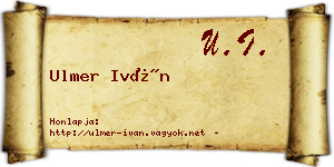 Ulmer Iván névjegykártya
